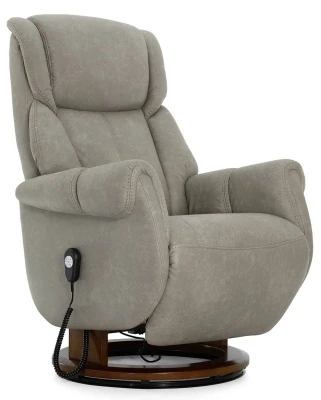Релакс кресло FALTO Relax Lift 4100-105-29 , 2 мотора, искуственный нубук STEAM 105 TAN основание дерево темный орех 029, серая ткань