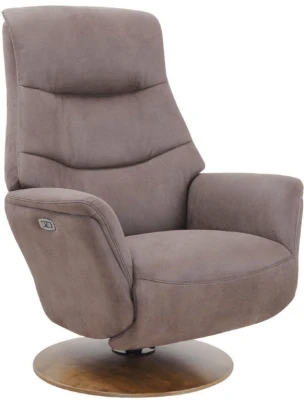 Релакс кресло FALTO Relax Electro ZERO-4106-482-02-029 Taupe 482-02 / 029 WALNUT искуственный нубук, основание дерево темный орех 029, коричневая ткань