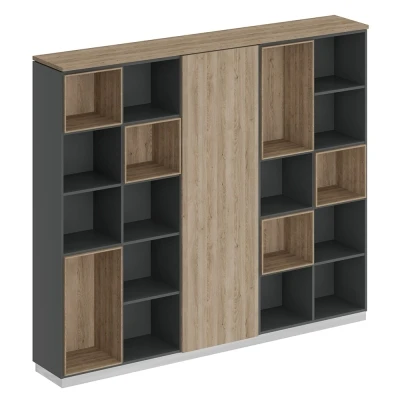 Шкаф открытый дуб гладстоун светлый / антрацит премиум / дуб гладстоун светлый City/Bravo/, размер: 2404x400x2034